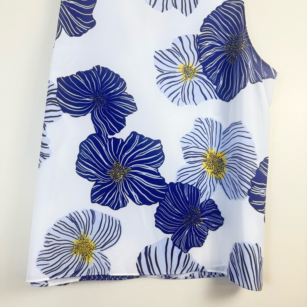 🛍️Nine West Womens Blue White Floral Tank Top XXL Relax Fit Summer Spring Vibes - Picture 10 of 12